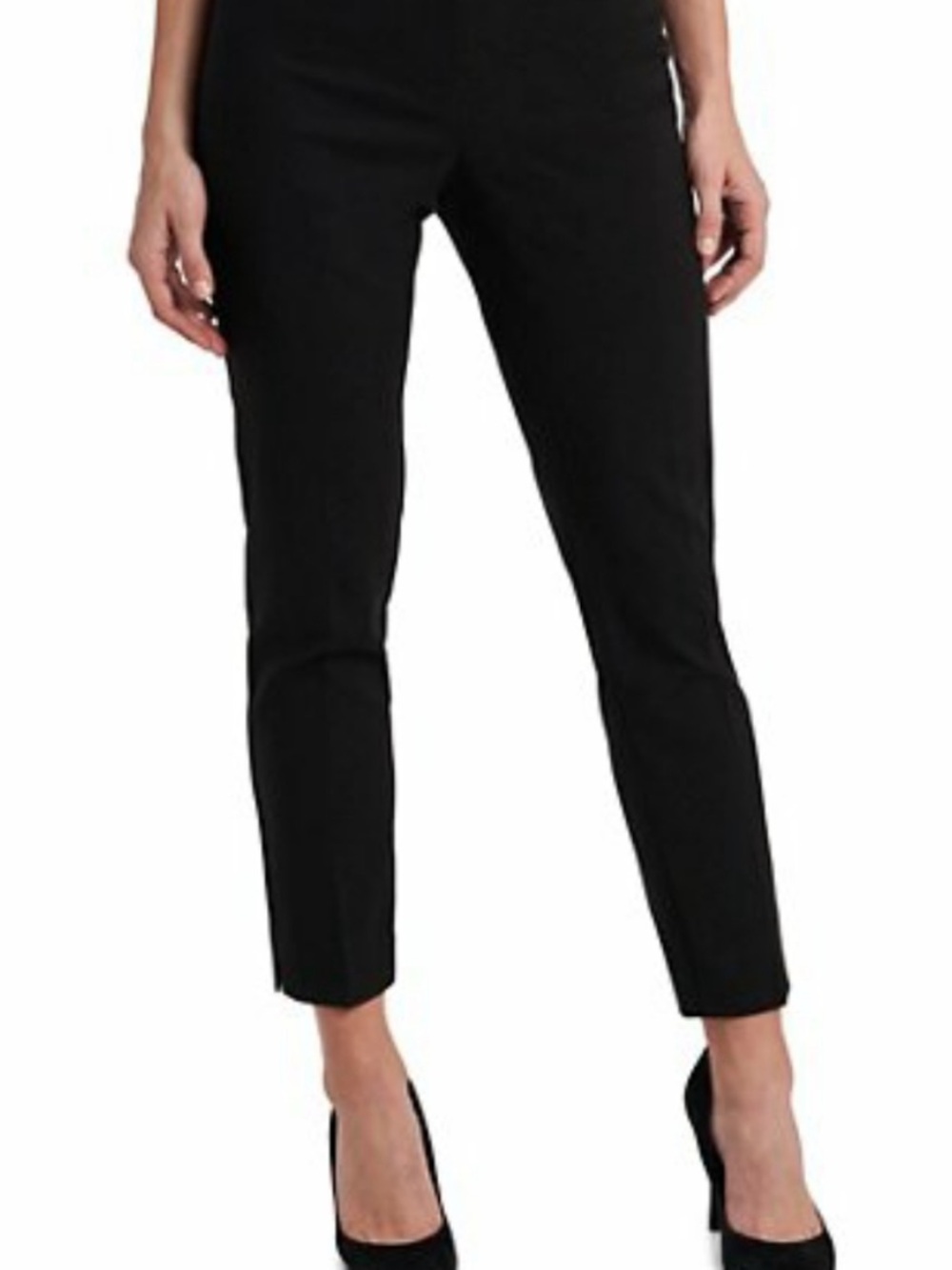 Vince Camuto Black Slim Pull On Ponte Cropped Ankle Pants Mid Rise Stretch